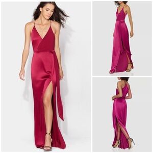 🅷 Halston Heritage ~ Women's Long Dress Satin-backed Crepe Gown With Sash